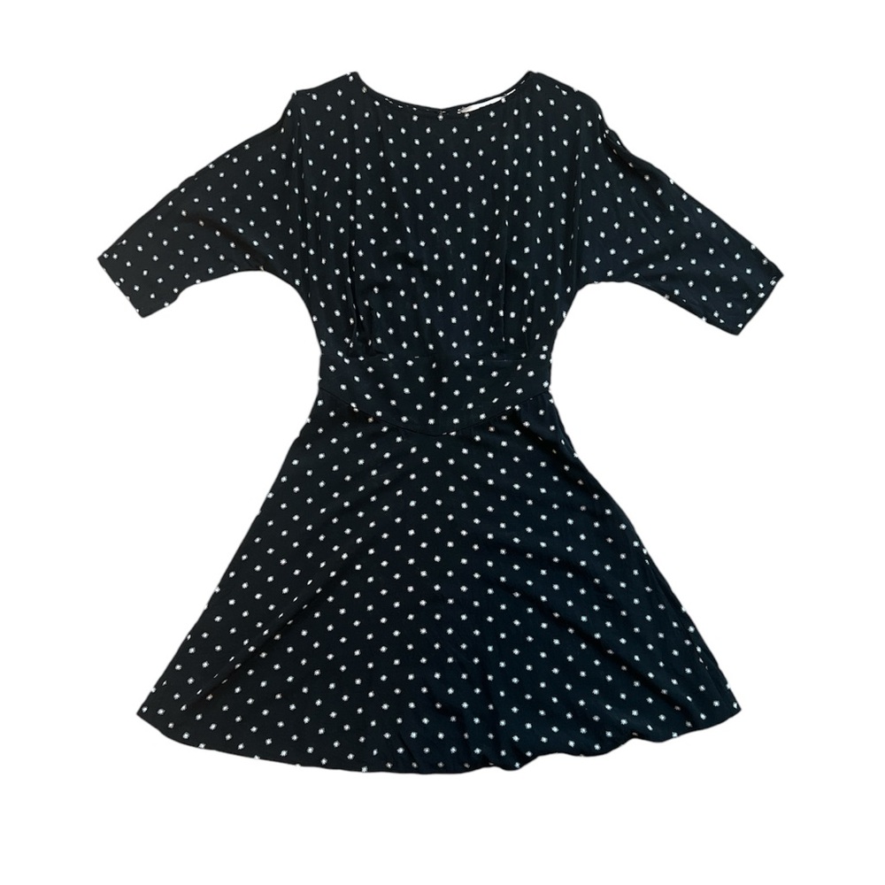 &‎ Other Stories Black White Floral Polka Dot Half Sleeve Fit Flare Dress Size 4